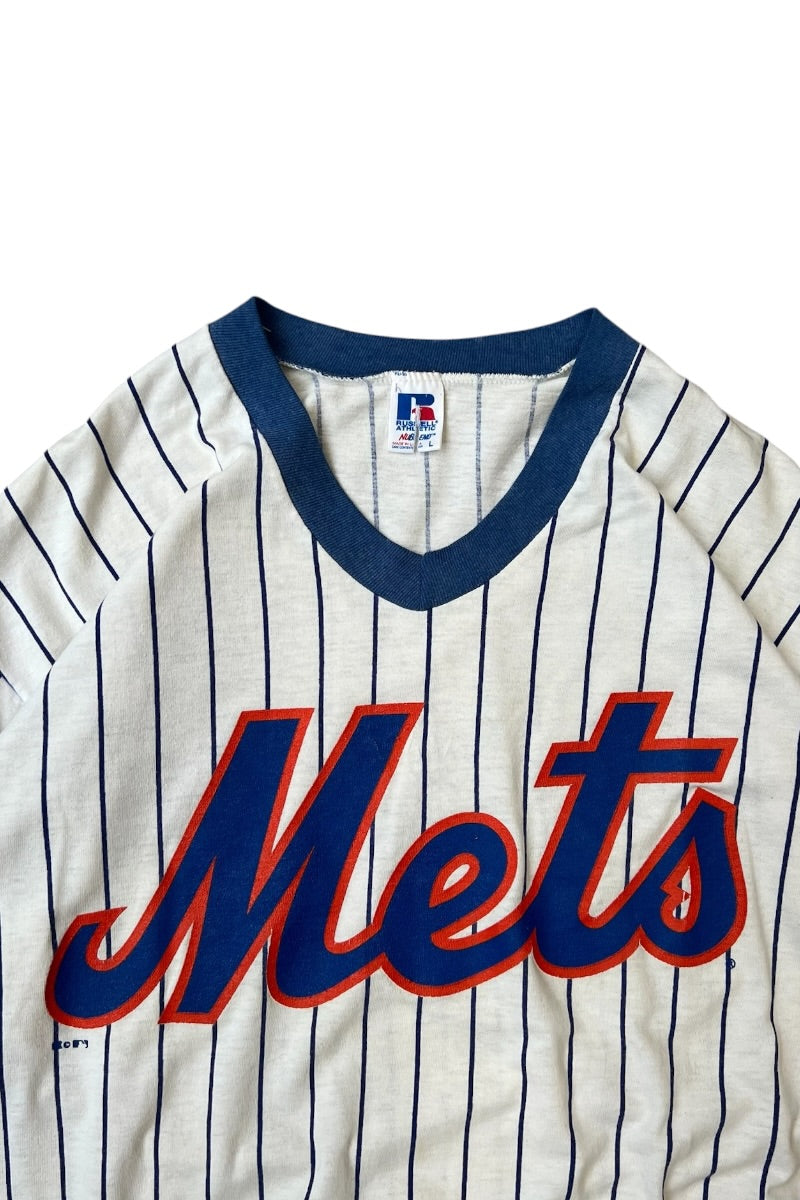 MADE IN USA 90'S NY METS BASEBALL T-SHIRT / WHITE [SIZE: L USED]