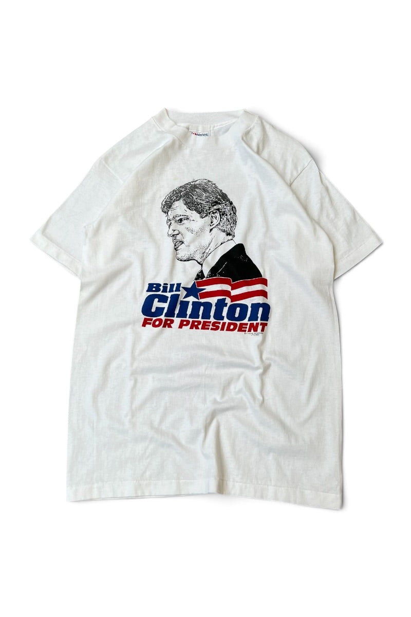 MADE IN USA 90'S BILL CLINTON T-SHIRT / WHITE [SIZE: S USED]