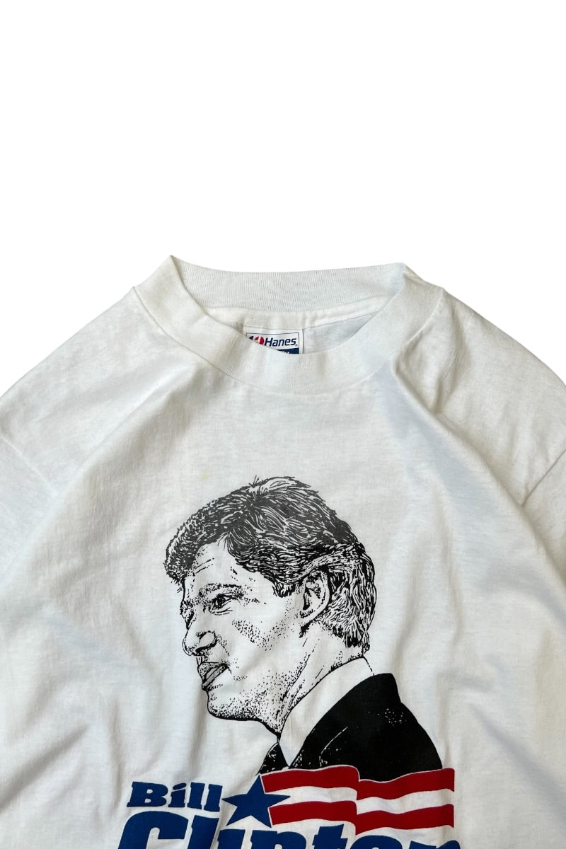 MADE IN USA 90'S BILL CLINTON T-SHIRT / WHITE [SIZE: S USED]