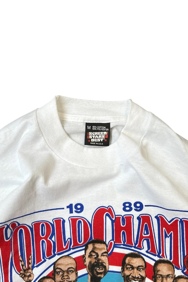 MADE IN USA 89'S DETROIT PISTONS BASKETBALL T-SHIRT / WHITE [SIZE: M USED]