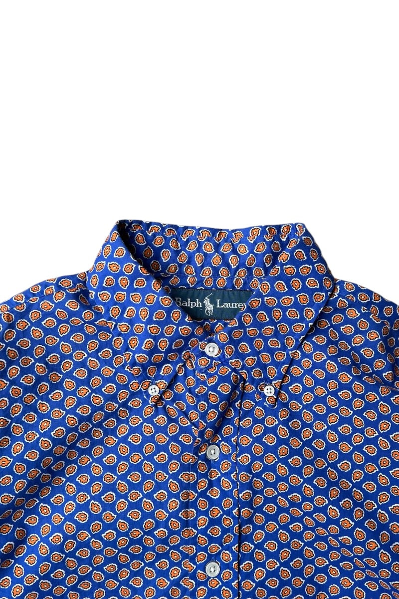 90'S FLOWER PATTERN L/S SHIRT / PATTERN [SIZE: L USED]