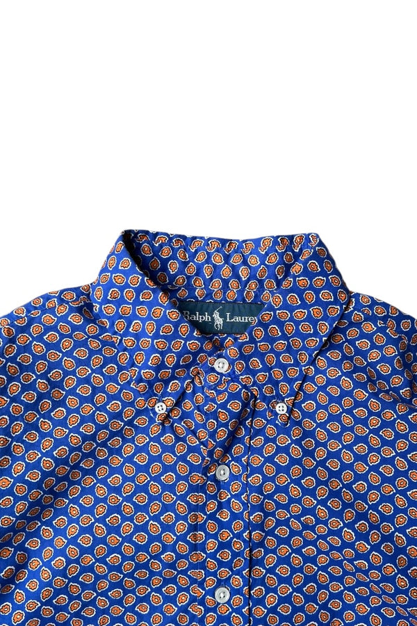 90'S FLOWER PATTERN L/S SHIRT / PATTERN [SIZE: L USED]