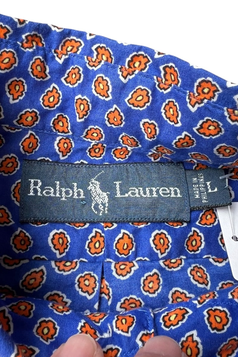 90'S FLOWER PATTERN L/S SHIRT / PATTERN [SIZE: L USED]