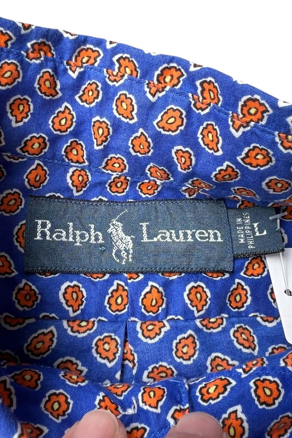 90'S FLOWER PATTERN L/S SHIRT / PATTERN [SIZE: L USED]