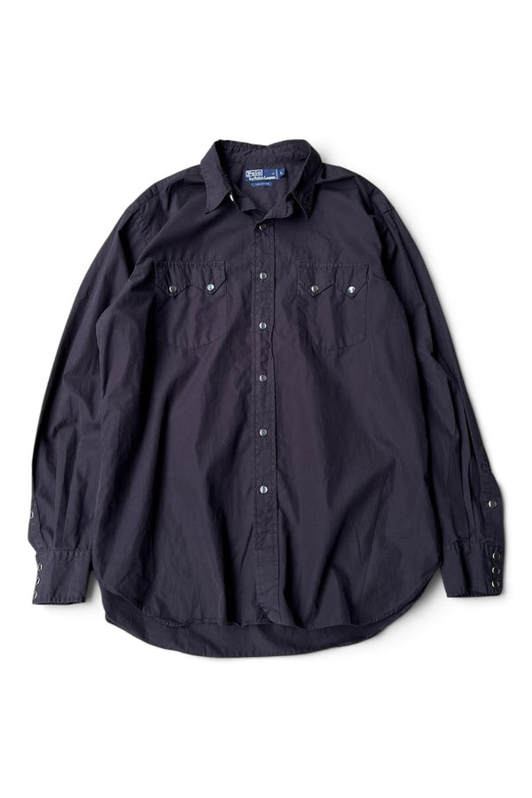 90'S L/S WEATERN SHIRT / BLACK [SIZE: L USED]