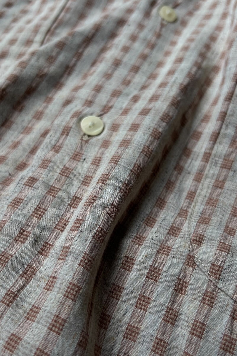 90'S-Y2K EARLY 00'S L/S RAYON CHECK SHIRT / BEIGE [SIZE: M USED]