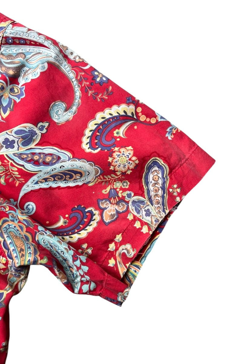 90'S PAISLEY PATTERN S/S SHIRT / RED [SIZE: XL USED]