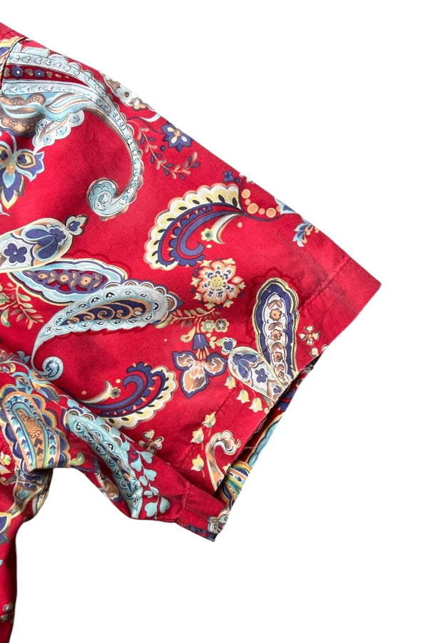 90'S PAISLEY PATTERN S/S SHIRT / RED [SIZE: XL USED]