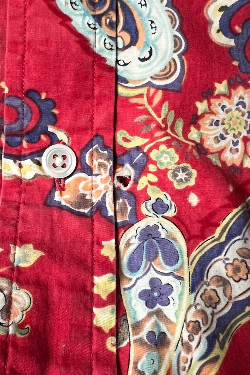 90'S PAISLEY PATTERN S/S SHIRT / RED [SIZE: XL USED]