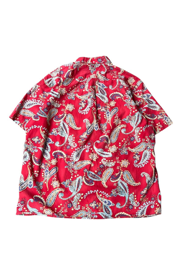 90'S PAISLEY PATTERN S/S SHIRT / RED [SIZE: XL USED]