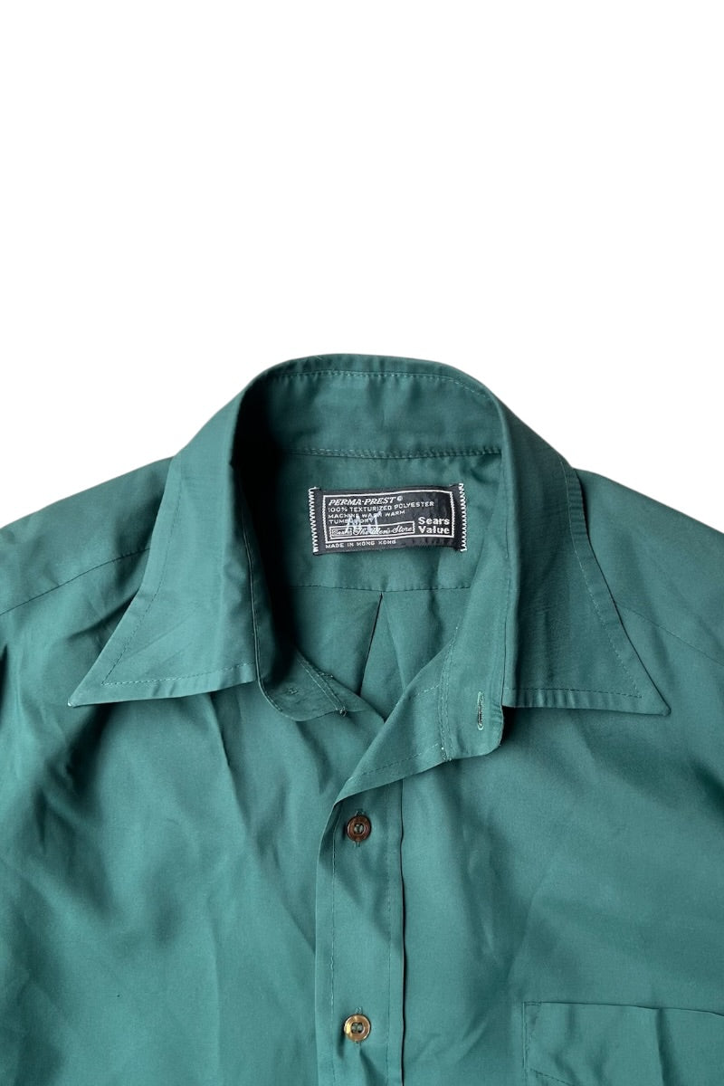 70'S S/S SHIRT / GREEN [SIZE: M USED]