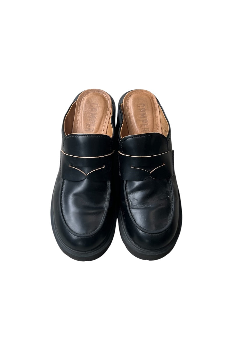 LEATHER LOAFER SANDALS / BLACK [SIZE: 41 (26cm相当) USED]