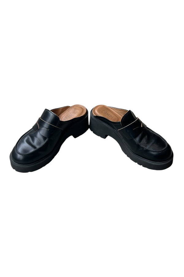 MADE IN ITALY DIAMANTE LEATHER LOAFERS / BLACK [SIZE: US9 (equivalent to 27cm) USED]
