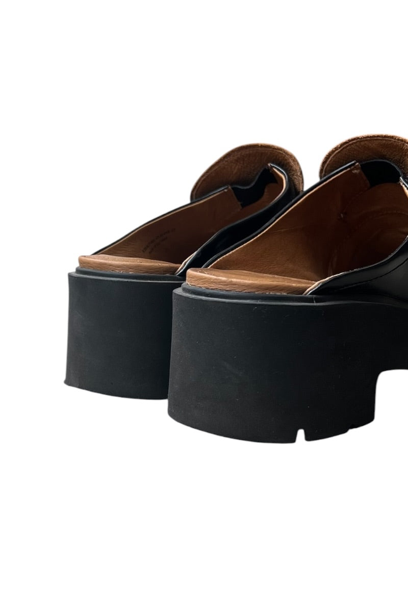 LEATHER LOAFER SANDALS / BLACK [SIZE: 41 (26cm相当) USED]