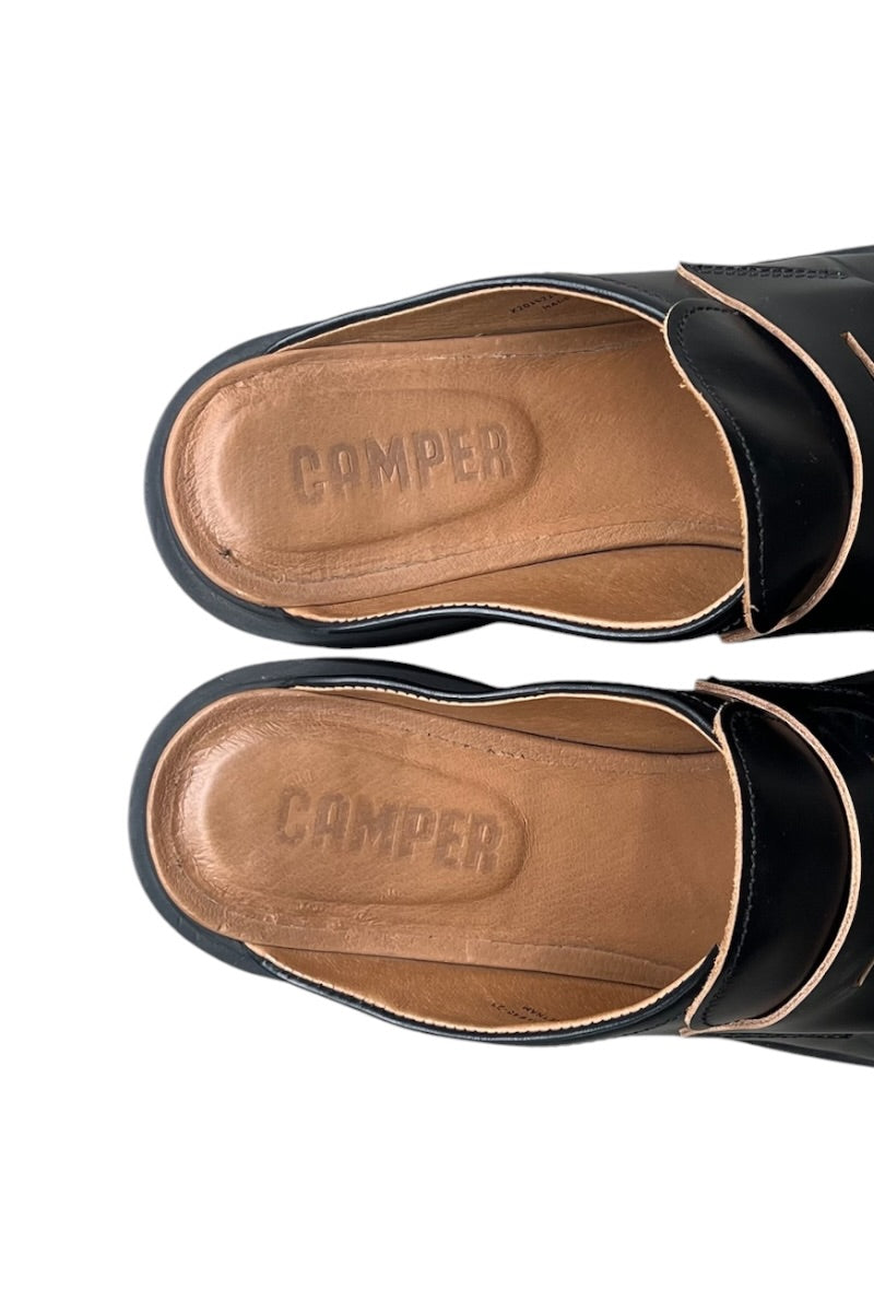 LEATHER LOAFER SANDALS / BLACK [SIZE: 41 (26cm相当) USED]