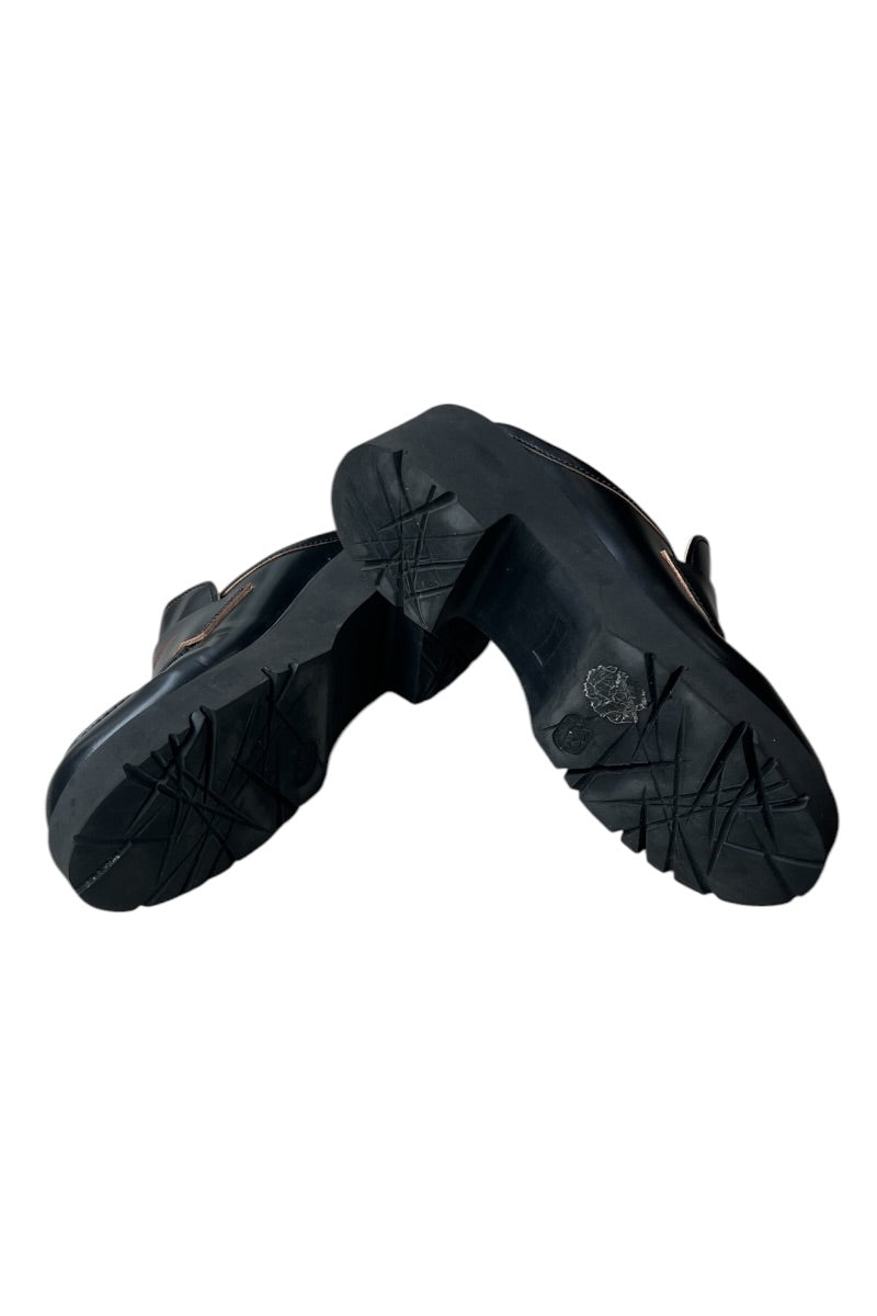 LEATHER LOAFER SANDALS / BLACK [SIZE: 41 (26cm相当) USED]