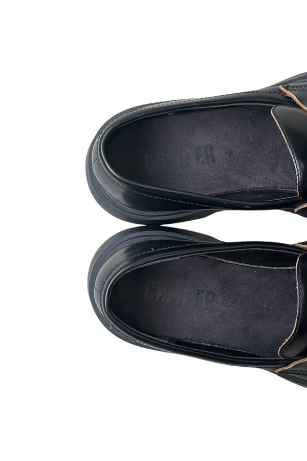 MADE IN ITALY DIAMANTE LEATHER LOAFERS / BLACK [SIZE: US9 (equivalent to 27cm) USED]