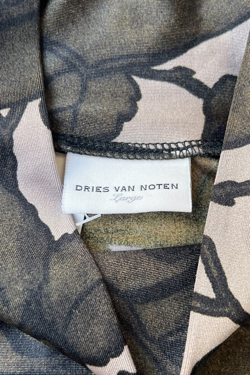 MADE IN TURKEY BOTANICAL PATTERN TURTLE NECK / BEIGE [SIZE: L USED]