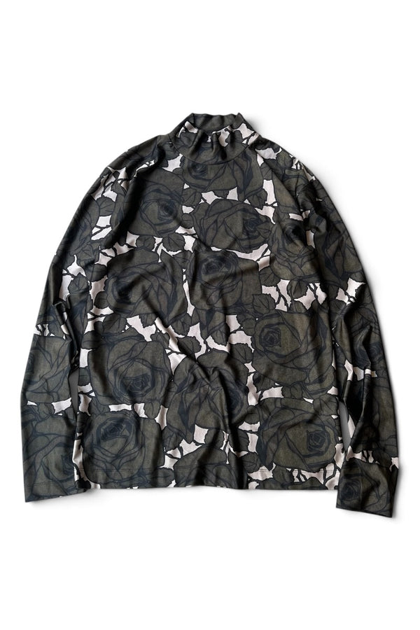 MADE IN TURKEY BOTANICAL PATTERN TURTLE NECK / BEIGE [SIZE: L USED]