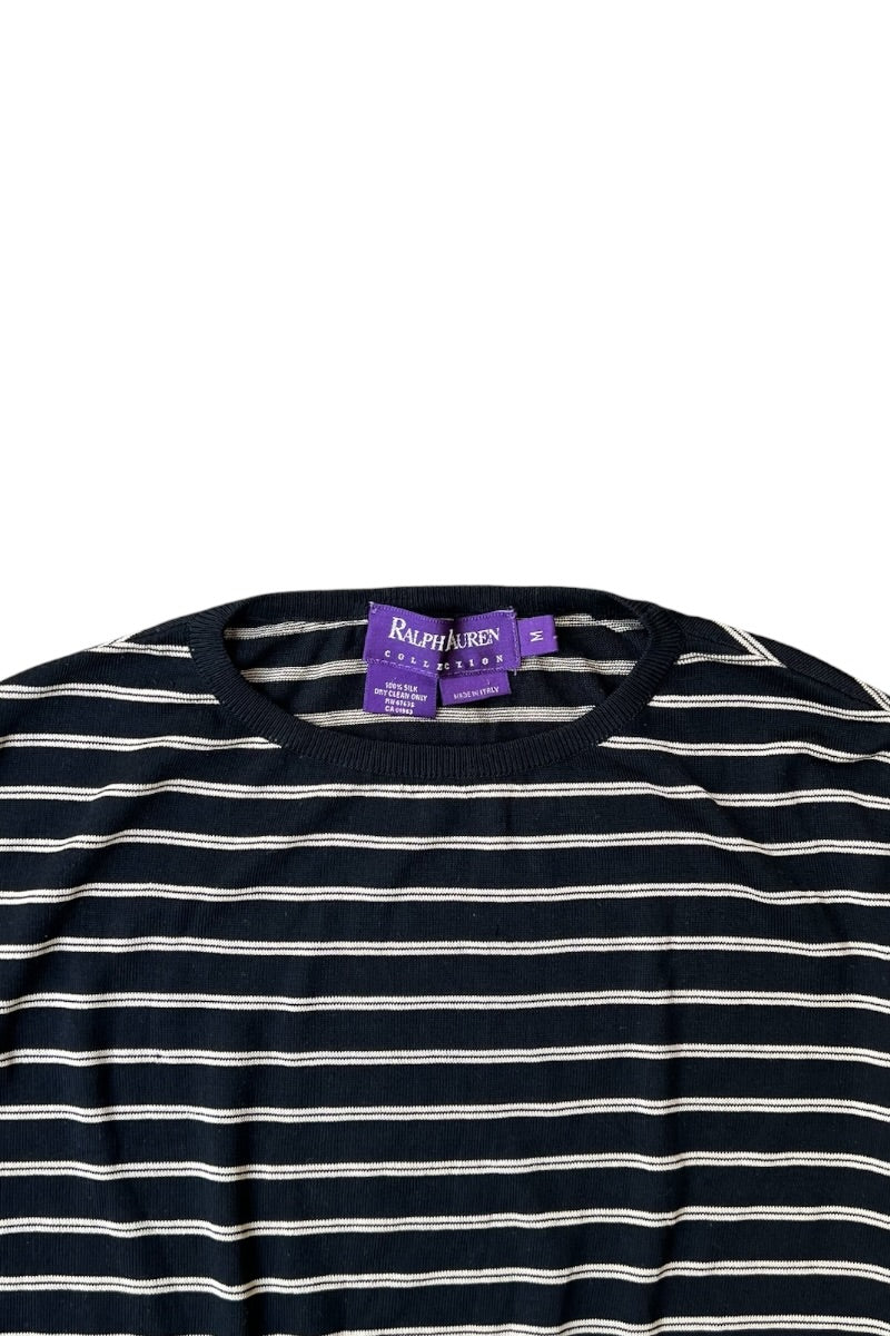 MADE IN ITALY PURPLE LABEL L/S SILK KNIT SWEATER / BLACK [SIZE: M USED]