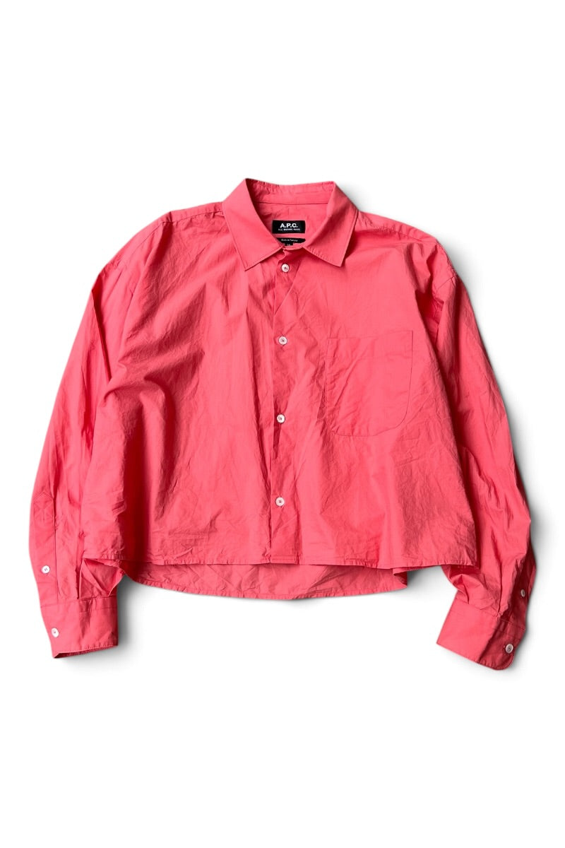 L/S CROPPED SHIRT / PINK [SIZE: 38 USED]