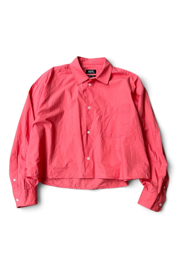 L/S CROPPED SHIRT / PINK [SIZE: 38 USED]