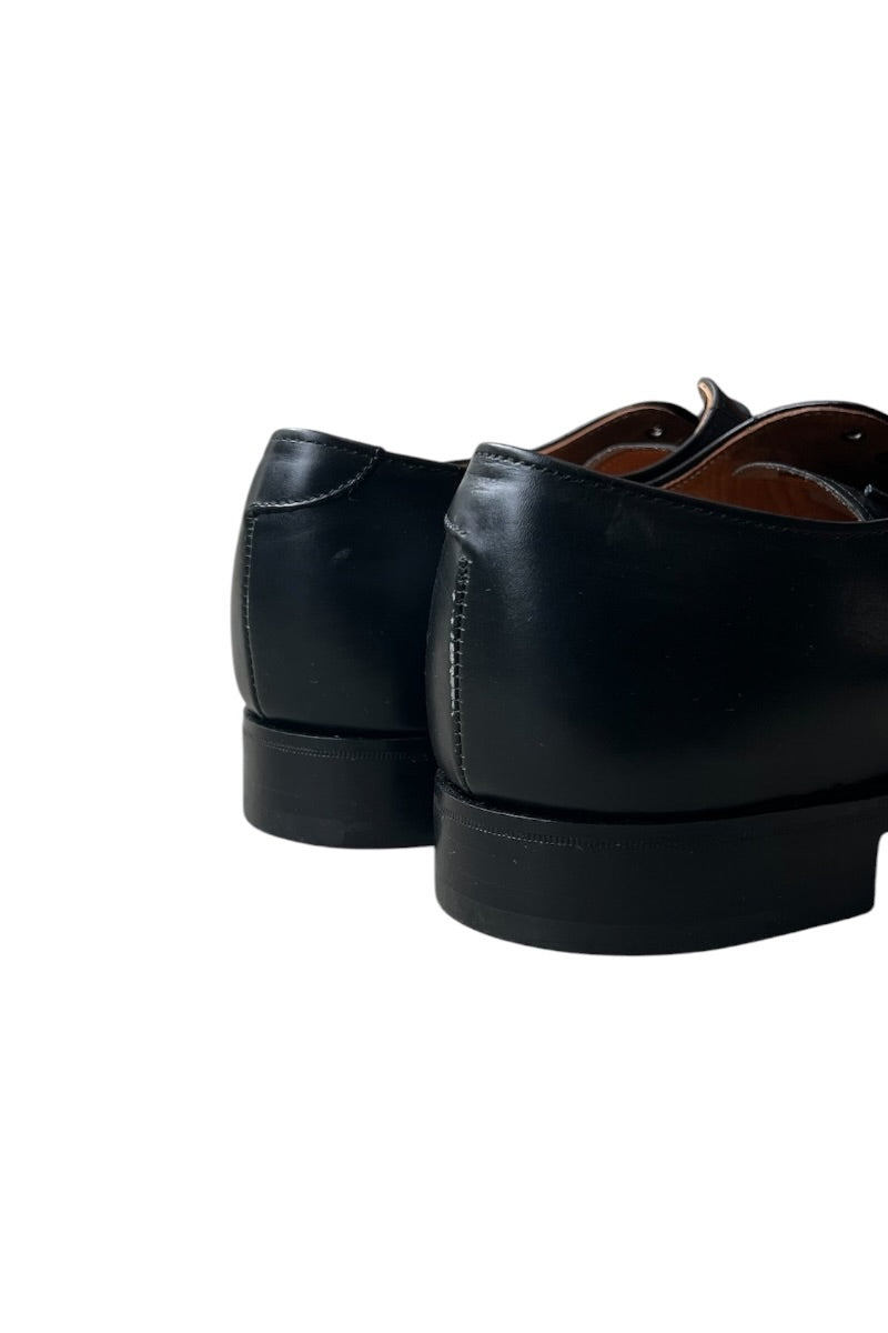 MADE IN ITALY DIAMANTE LEATHER LOAFERS / BLACK [SIZE: US9 (equivalent to 27cm) USED]