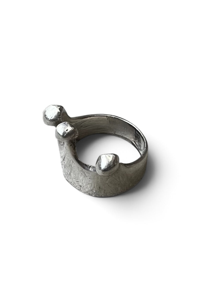 MADE IN MEXICO 925 SILVER MILK CROWN RING / SILVER [SIZE: 18号相当 USED]