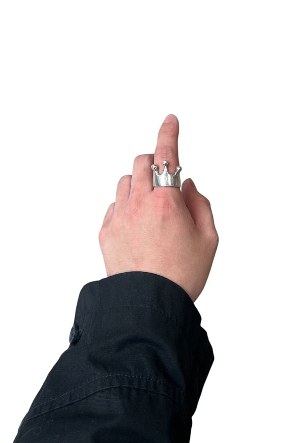 MADE IN MEXICO 925 SILVER MILK CROWN RING / SILVER [SIZE: 18号相当 USED]
