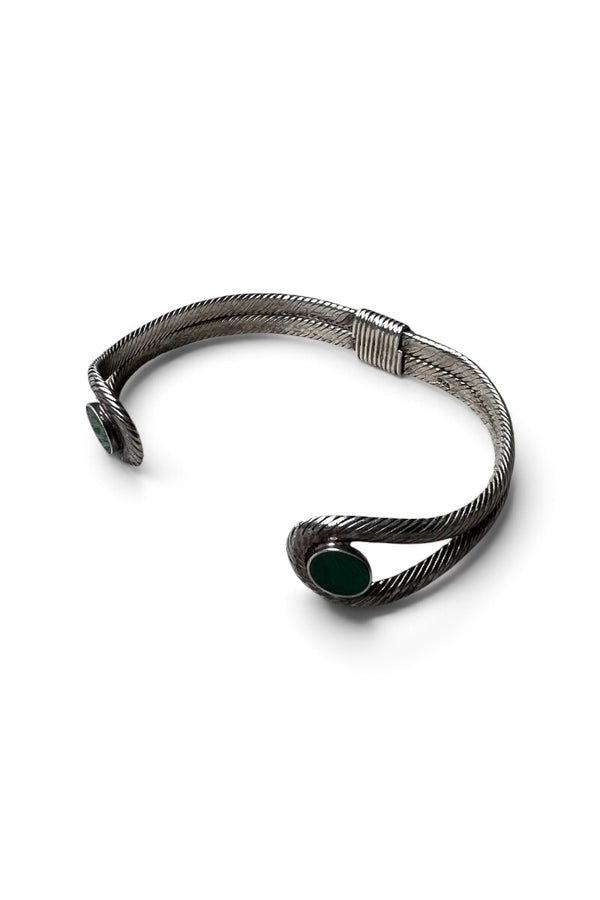 925 SILVER BANGLE W/MALACHITE / SILVER [SIZE: ONE SIZE USED]