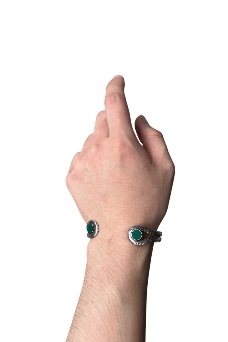 925 SILVER BANGLE W/MALACHITE / SILVER [SIZE: ONE SIZE USED]