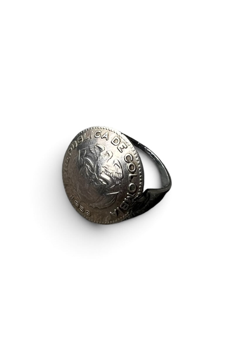 1959'S COLOMBIA SILVER COIN RING / SILVER [SIZE: 6号相当 USED]
