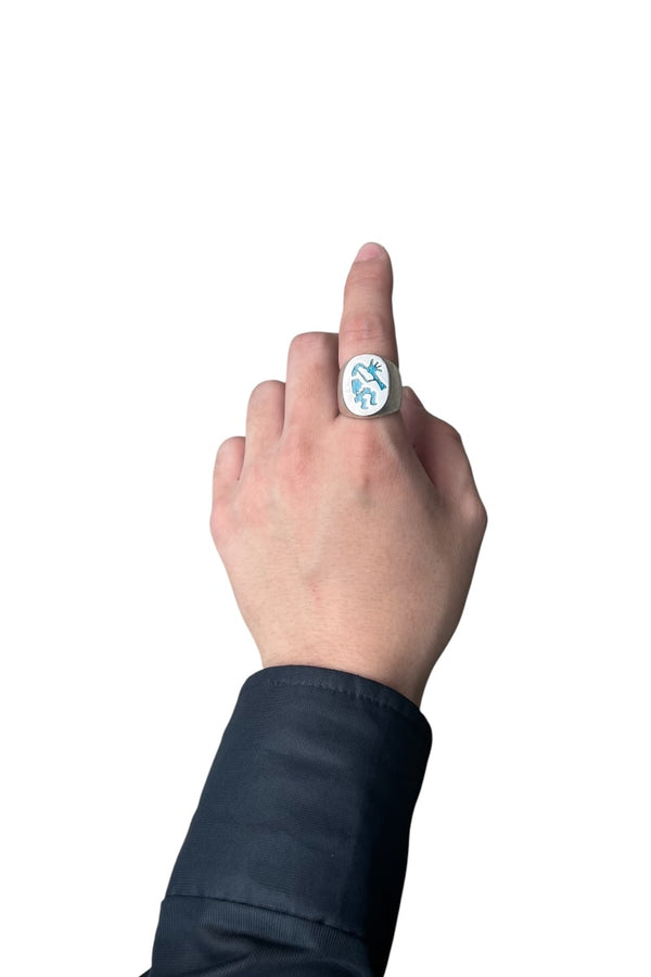 925 SILVER COCOPELLI TIP INLAY RING / SILVER [SIZE: 18号相当 USED]