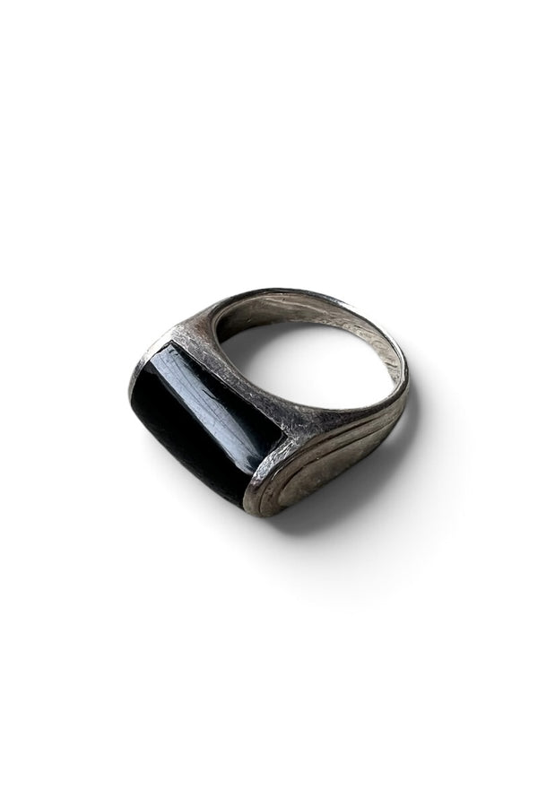 925 SILVER RING W/ONYX / SILVER [SIZE: 18号相当 USED]