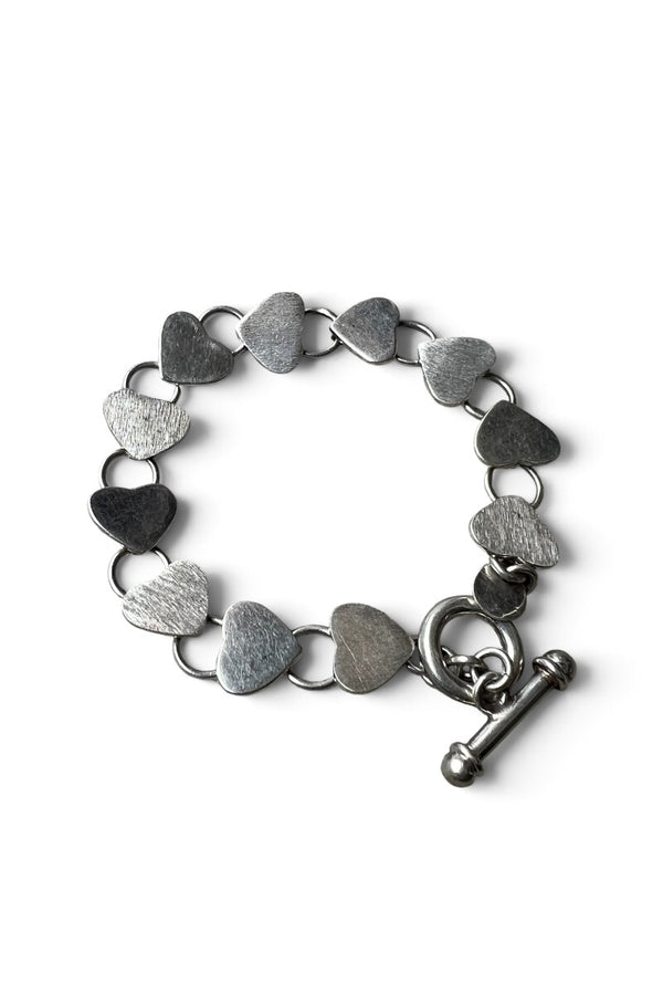 925 SILVER HEART T-BAR BRACELET / SILVER [SIZE: ONE SIZE USED]
