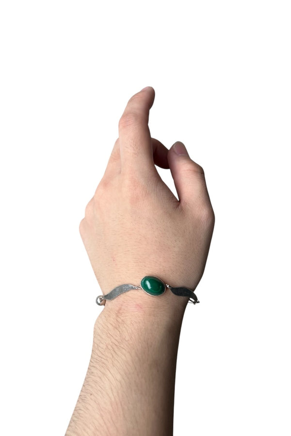 925 SILVER BRACELET W/MALACHITE / SILVER [SIZE: ONE SIZE USED]