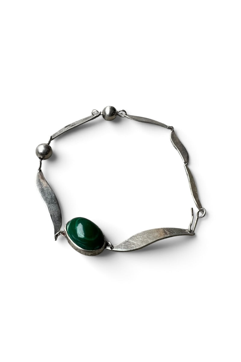 925 SILVER BRACELET W/MALACHITE / SILVER [SIZE: ONE SIZE USED]