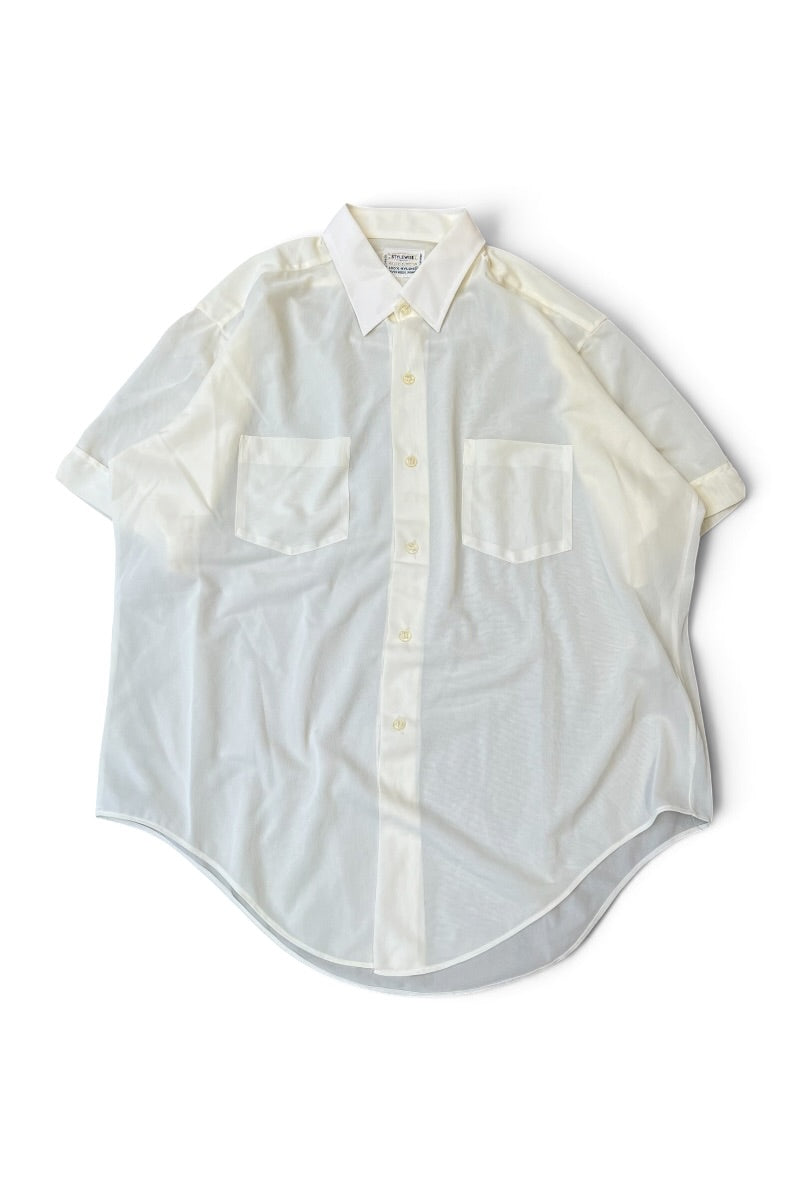 70'S NYLON S/S SHIRT / WHITE [SIZE: M USED]