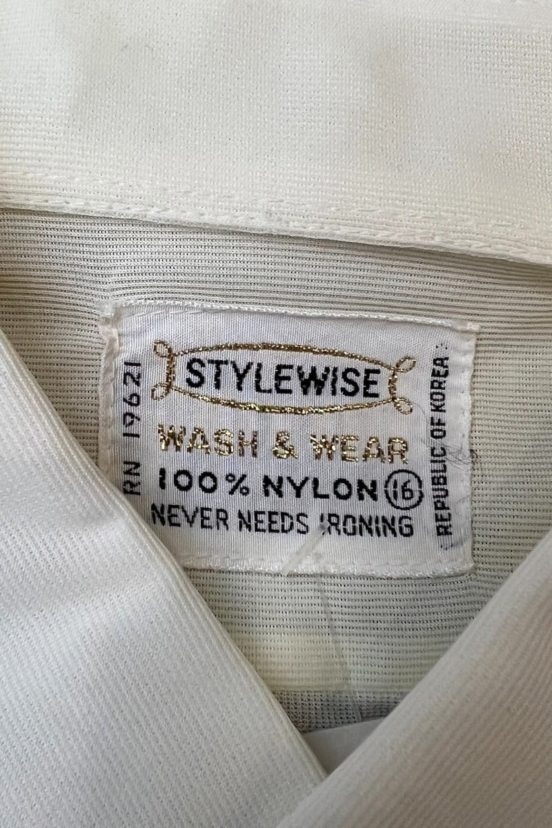 70'S NYLON S/S SHIRT / WHITE [SIZE: M USED]