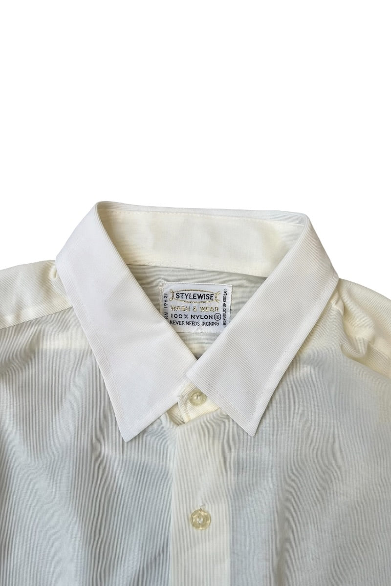 70'S NYLON S/S SHIRT / WHITE [SIZE: M USED]
