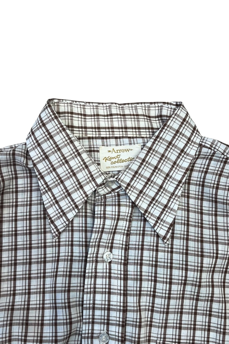 70'S L/S CHECK SHIRT / WHITE [SIZE: M USED]