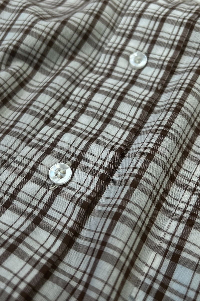 70'S L/S CHECK SHIRT / WHITE [SIZE: M USED]