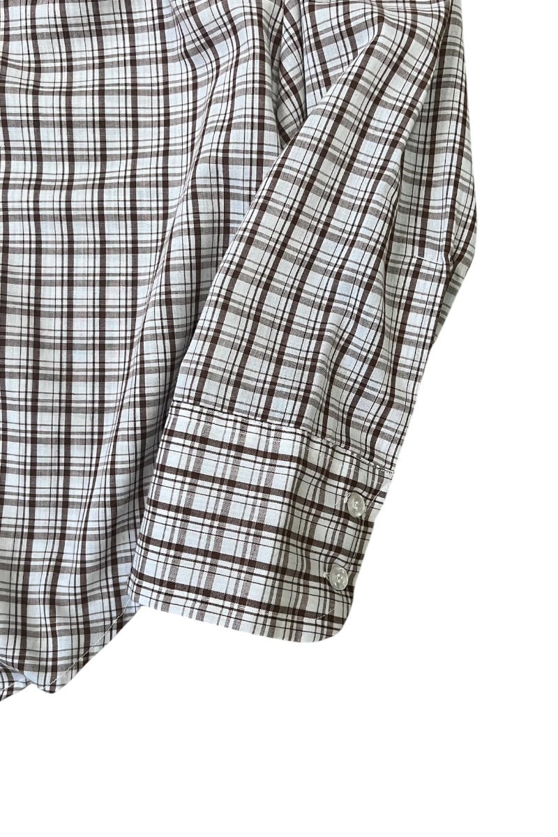 70'S L/S CHECK SHIRT / WHITE [SIZE: M USED]
