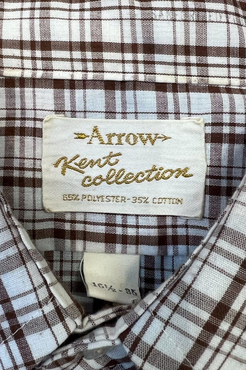 70'S L/S CHECK SHIRT / WHITE [SIZE: M USED]