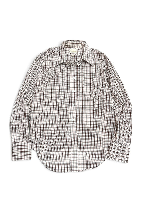 70'S L/S CHECK SHIRT / WHITE [SIZE: M USED]