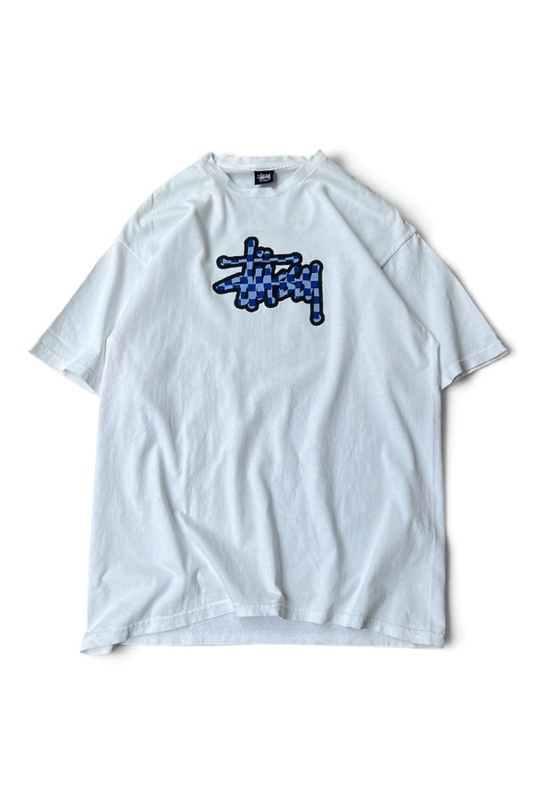 MADE IN MEXICO 90'S CHECKER STOCK T-SHIRT / WHITE [SIZE: XL USED]