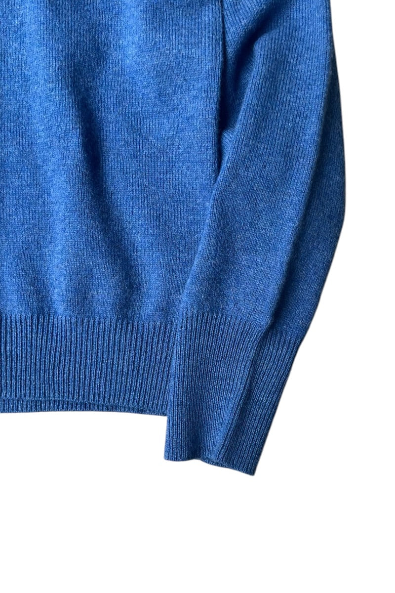 L/S LAMBS WOOL KNIT POLO SHIRT / BLUE [SIZE: L USED]