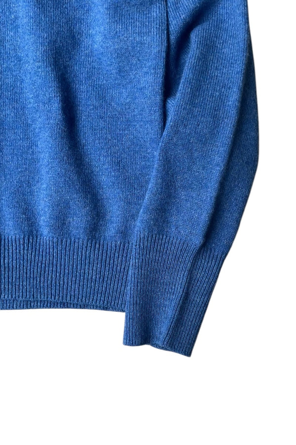 L/S LAMBS WOOL KNIT POLO SHIRT / BLUE [SIZE: L USED]