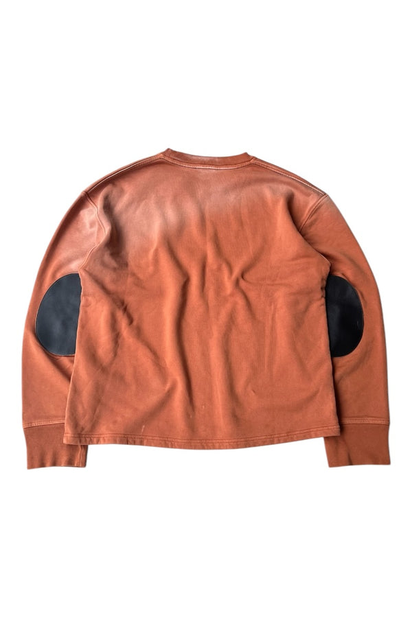 SWEATSHIRT W / LEATHER ELBOW PATCH / ORANGE [SIZE: M USED]