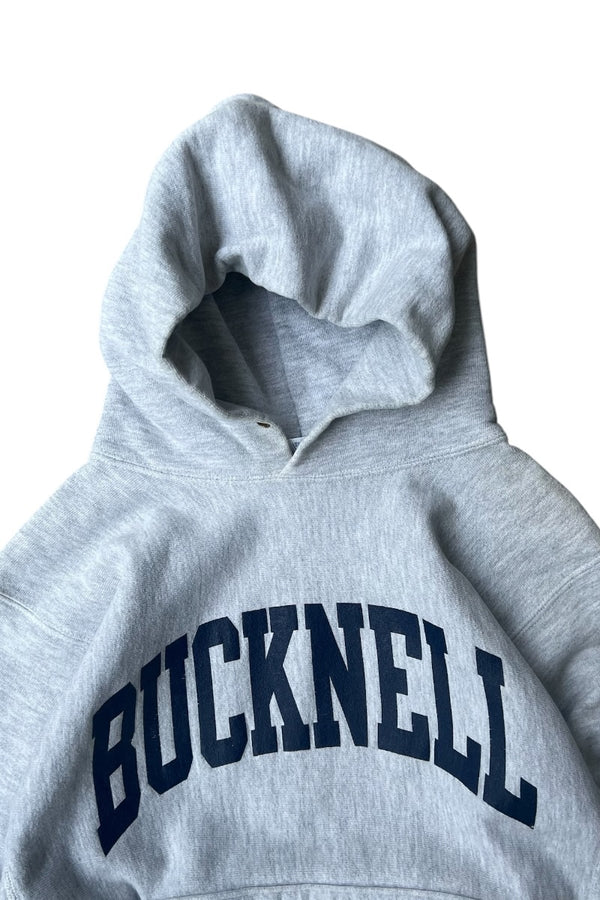 MADE IN MEXICO 90'S BUCKNELL UNIVERSITY REVERSE WEAVE HOODIE SWEATSHIRT / GREY [SIZE: M USED]